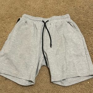 large grey sweatshorts